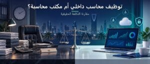مقارنة بين توظيف محاسب داخلي في مكتب تقليدي والتعاقد مع مكتب محاسبة عن بعد في السعودية